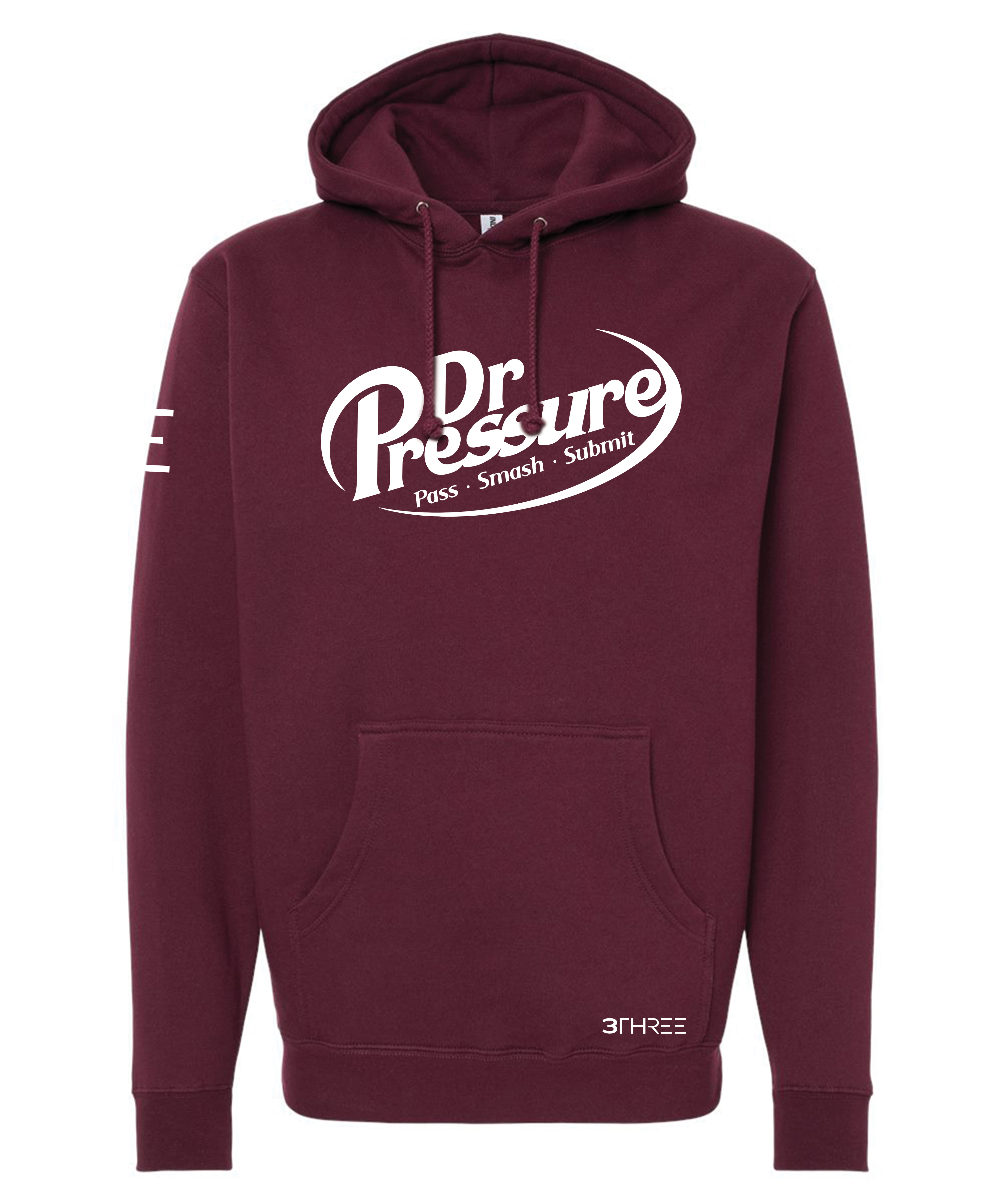 Dr. Pressure - Heavyweight Hooded Sweatshirt in Maroon - High Quality 