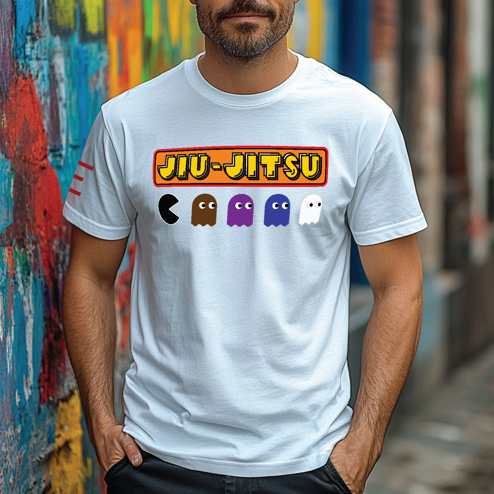 JIU-JITSU -Black Belt Eating All the Other Belts - Video Game - BJJ Funny Meme Premium T-Shirt 