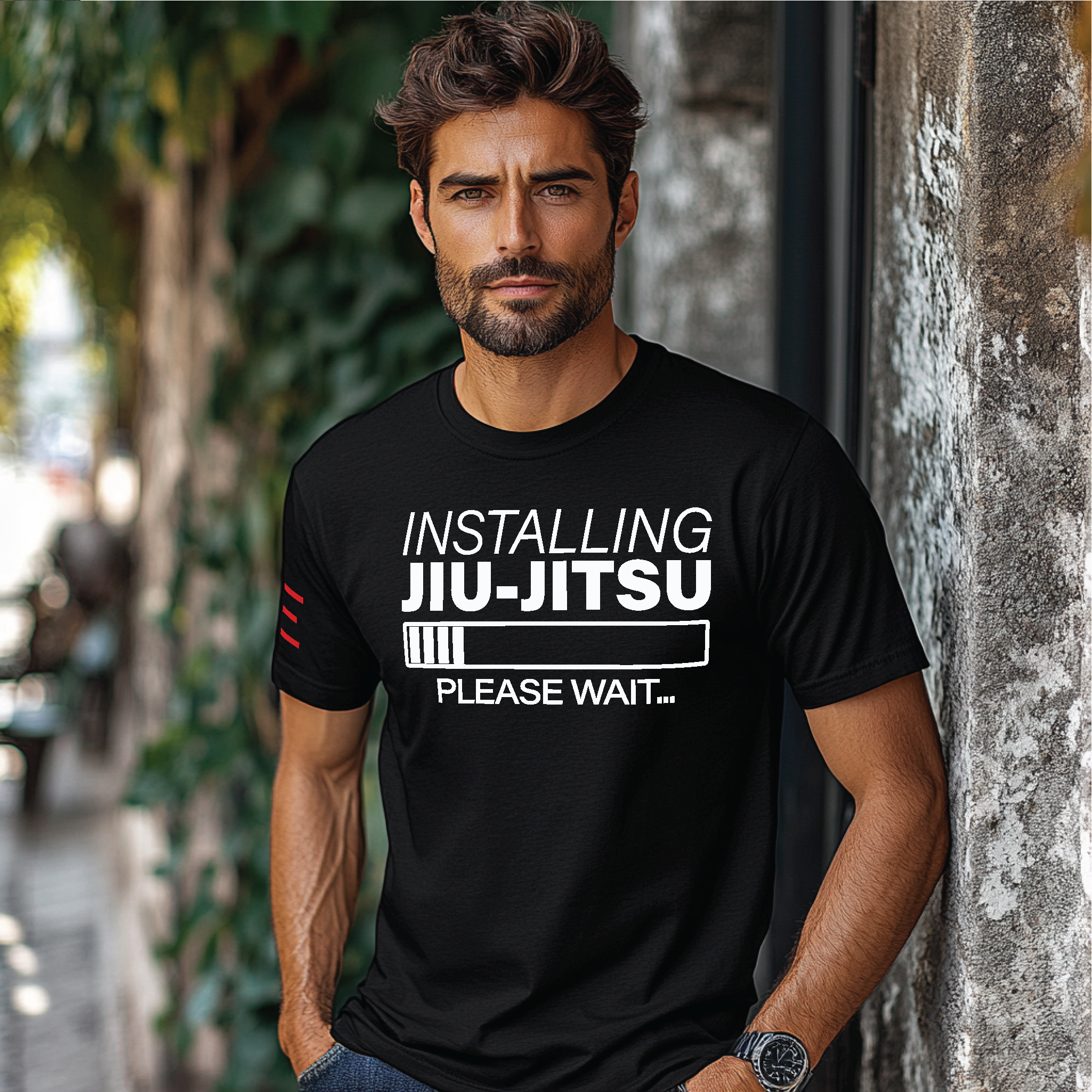 Installing Jiu-Jitsu Status Bar Please Wait - BJJ Funny Meme Premium T-Shirt 