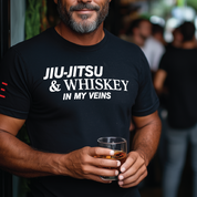 Jiu-Jitsu & Whiskey in My Veins V2 - BJJ Funny Meme Premium T-Shirt - 3Three Apparel LLC.