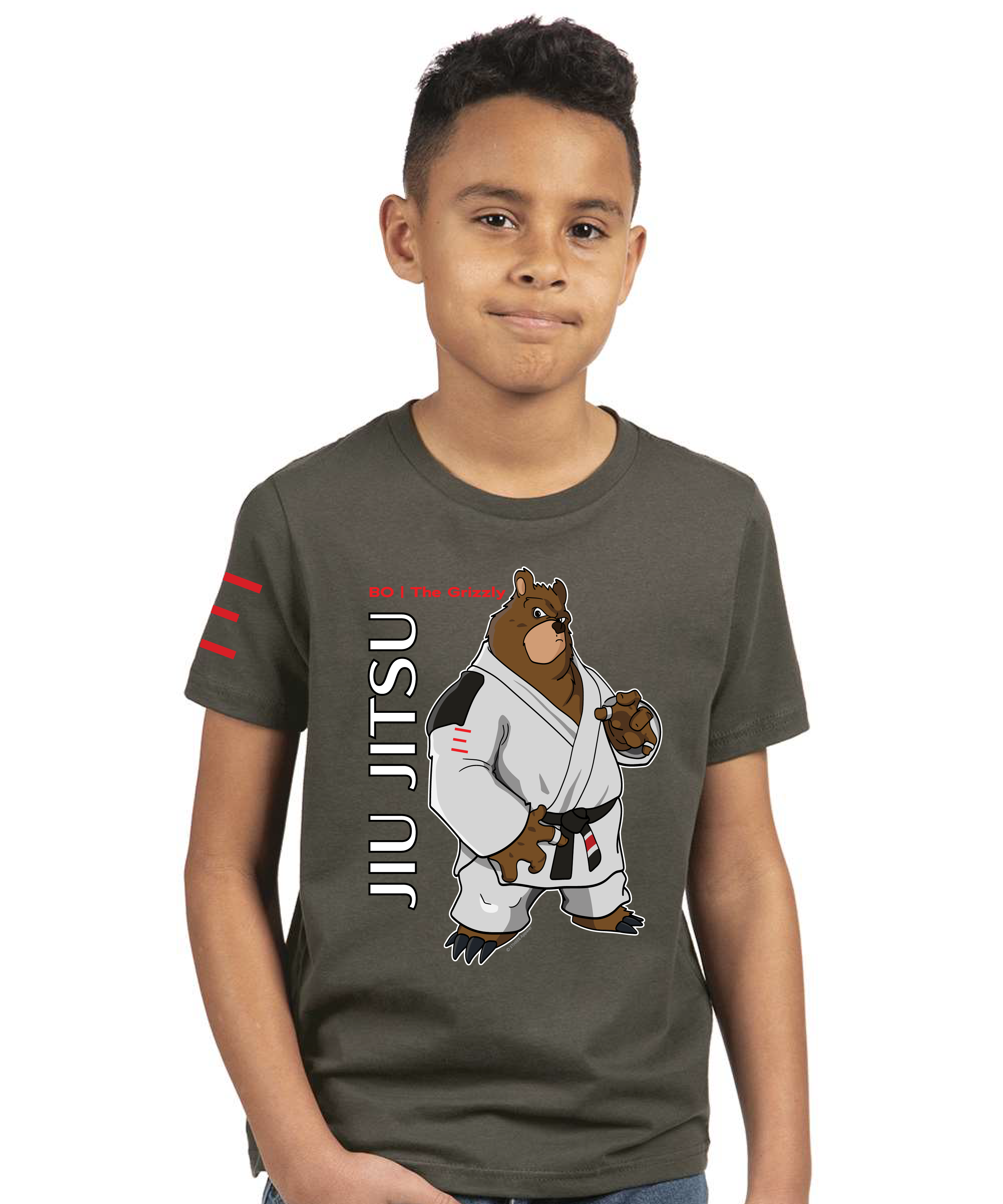 Youth - Bo the Tenacious Grizzly - BJJ Premium T-shirt 