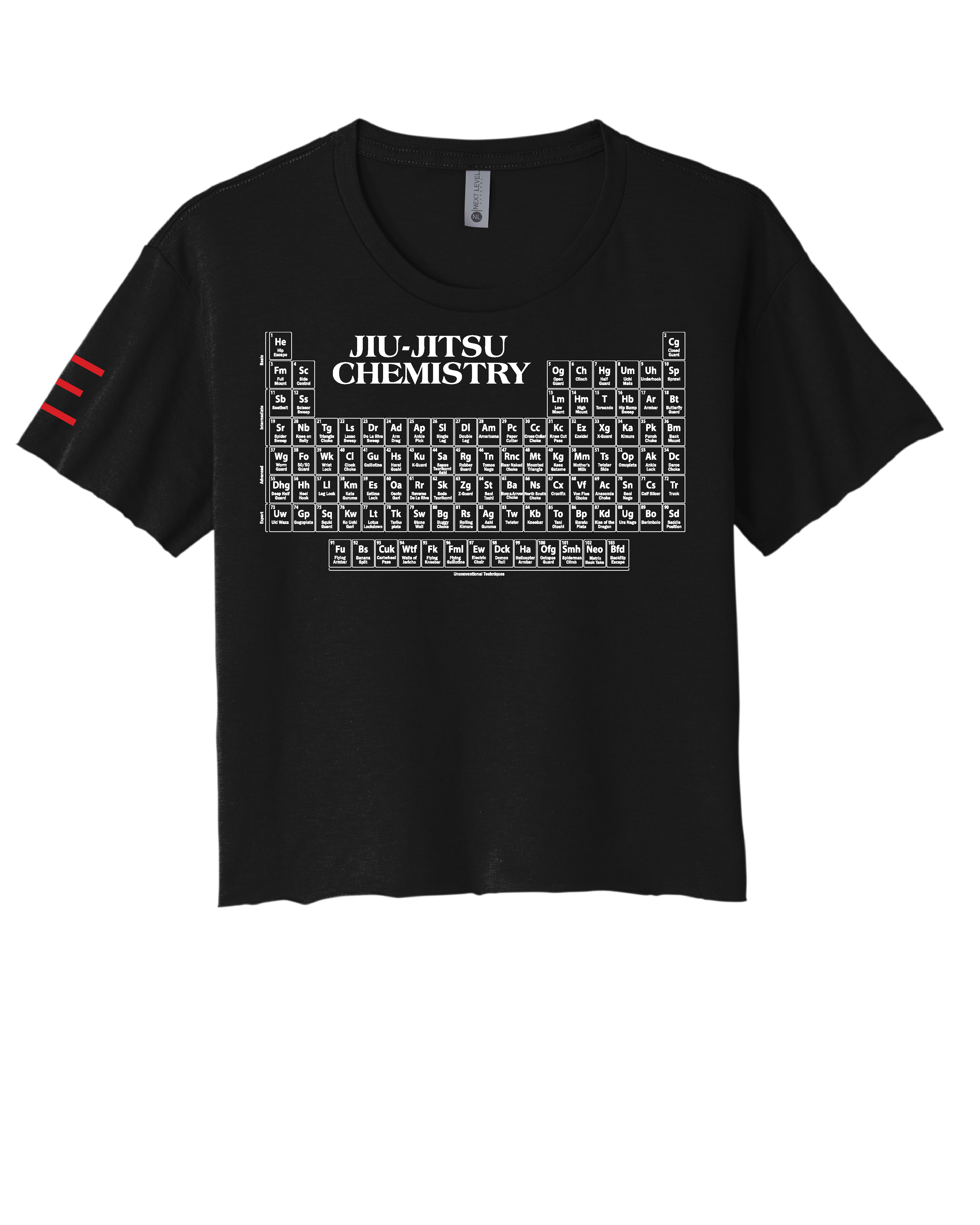 Jiu-Jitsu Chemistry Crop Top - Periodic Table of Jiu-Jitsu BJJ Enthusiasts - 3Three Apparel LLC.