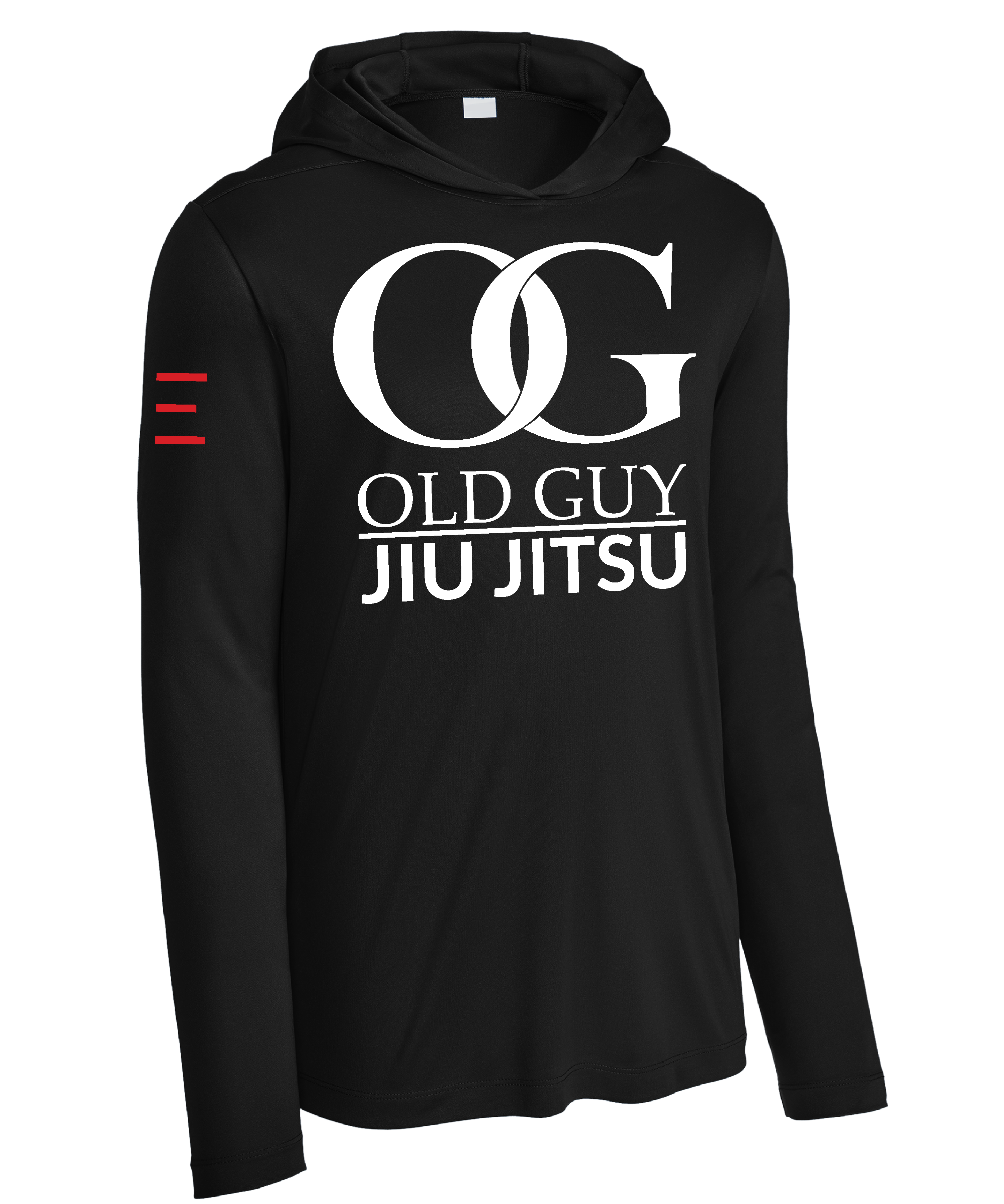 OG Old Guy Jiu-Jitsu - Humorous BJJ Long Sleeve Hooded Shirt, Moisture Wicking & UPF 50+ Protection 