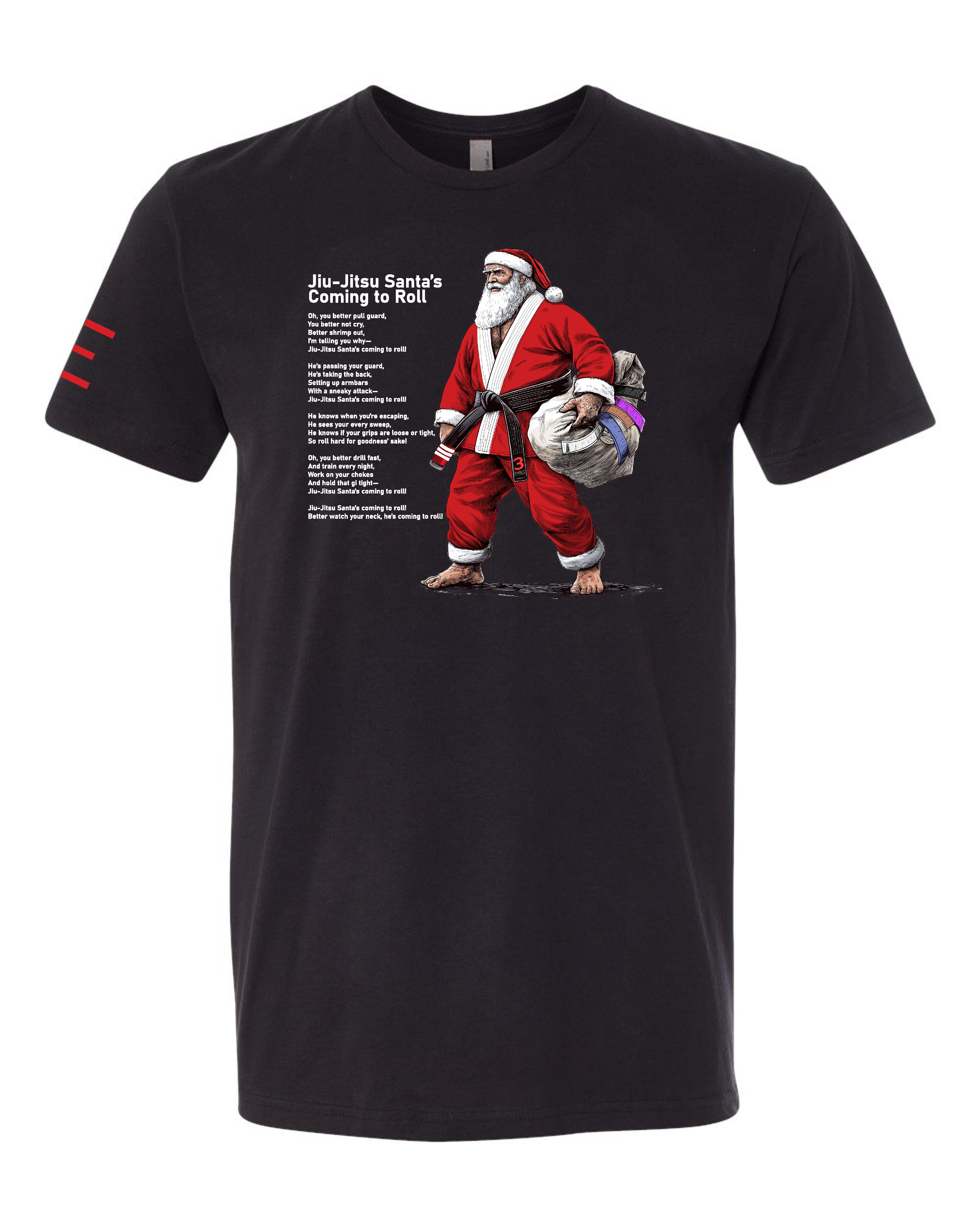 Jiu-Jitsu Santa's Coming to Roll" Holiday T-Shirt - BJJ T-shirt Limited Quantities