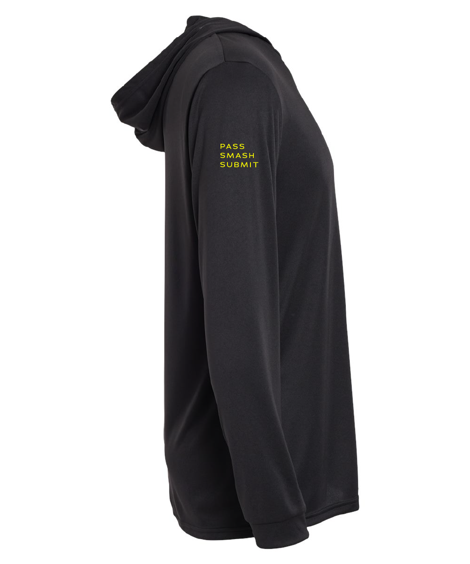 NEON BELLY - Humorous BJJ Long Sleeve Hooded Shirt, Moisture Wicking & UPF 50+ Protection 