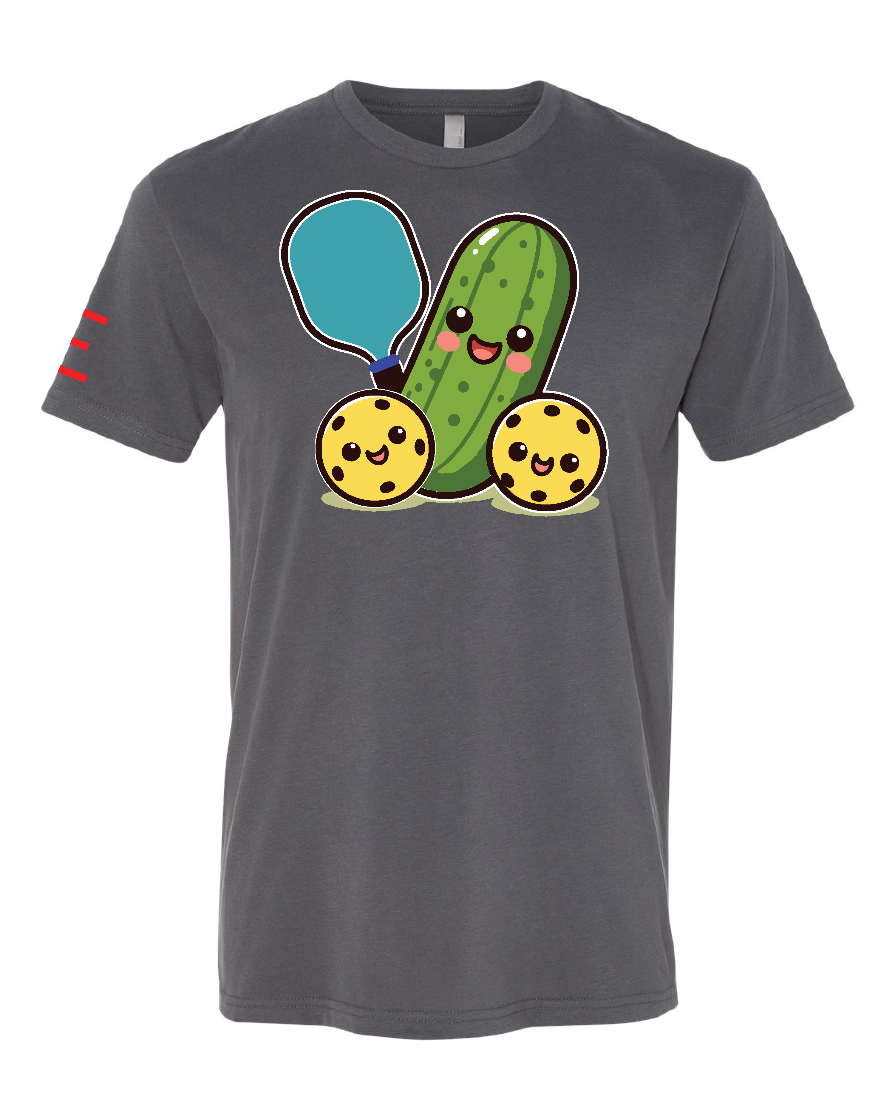 Cute Pickle Holding a Paddle Pickleball T-Shirt - Fun and Playful Design 