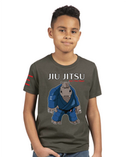 Youth - Kai the Hippo - BJJ T-Shirt - Premium Super soft T-Shirt 