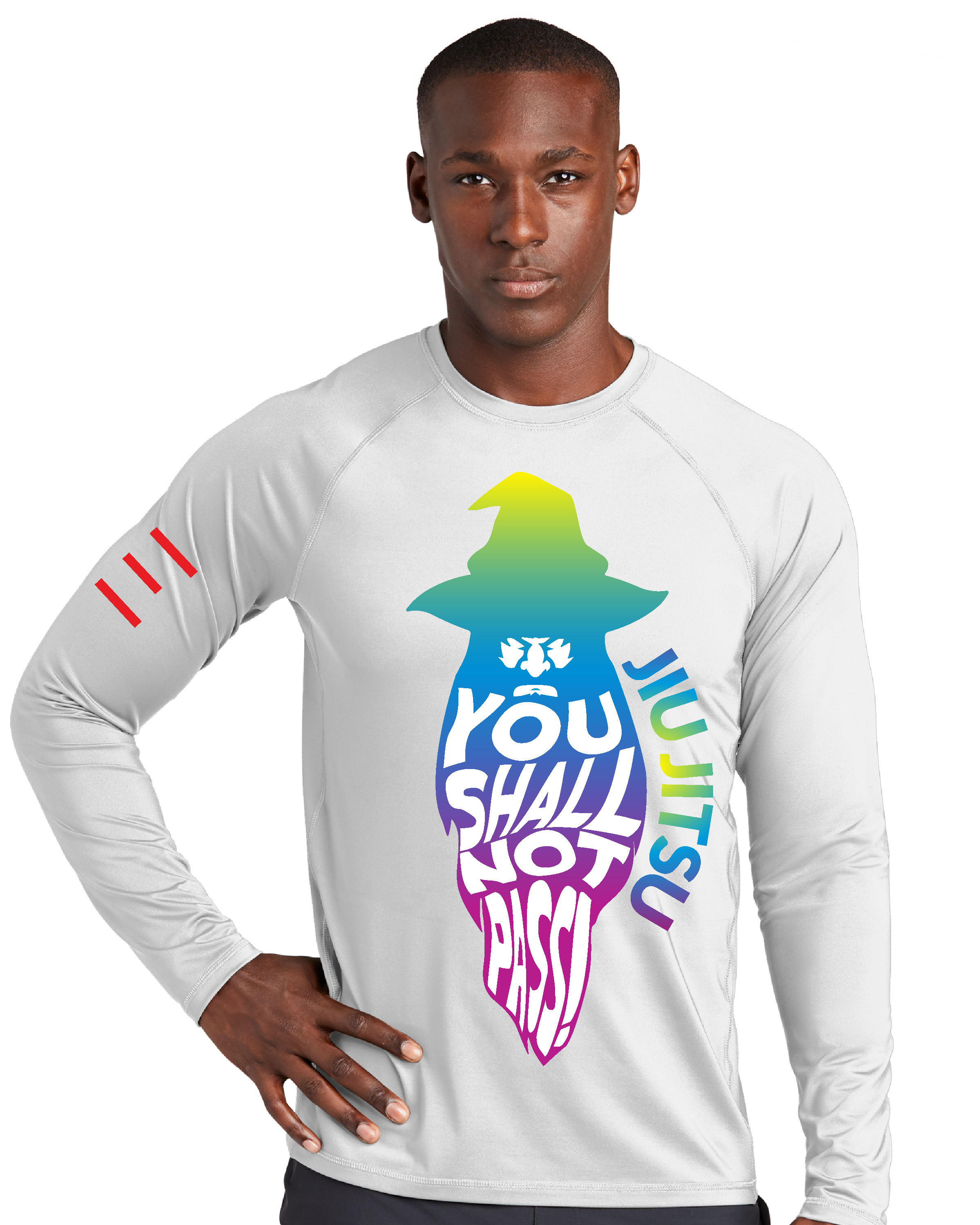 "You Shall Not Pass!" Wizard Jiu-Jitsu Rashguard – Tripping Gradient Edition