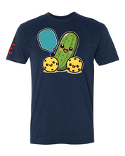 Cute Pickle Holding a Paddle Pickleball T-Shirt - Fun and Playful Design 