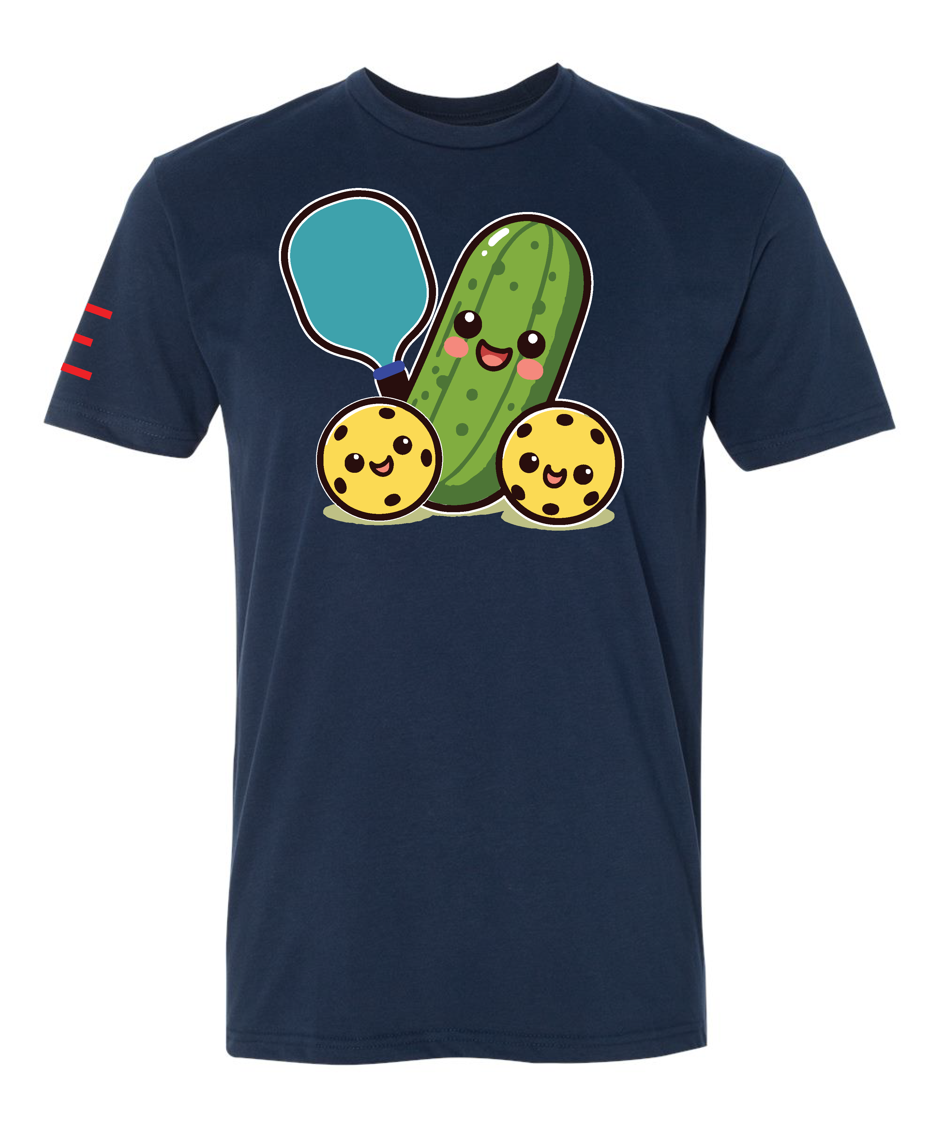 Cute Pickle Holding a Paddle Pickleball T-Shirt - Fun and Playful Design 