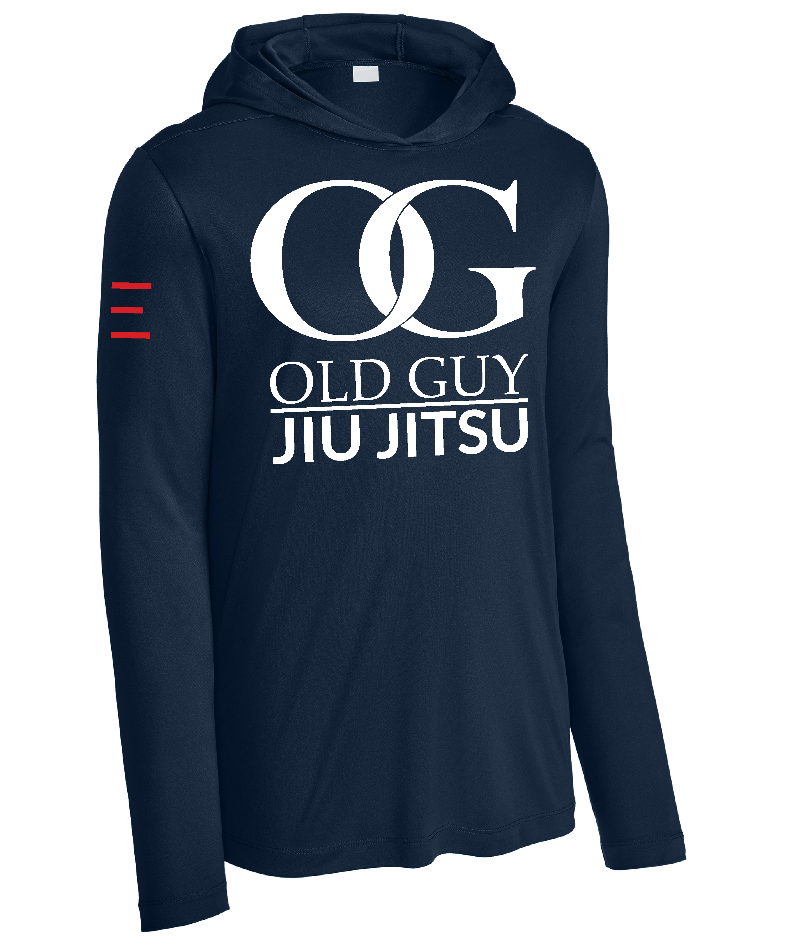 OG Old Guy Jiu-Jitsu - Humorous BJJ Long Sleeve Hooded Shirt, Moisture Wicking & UPF 50+ Protection 