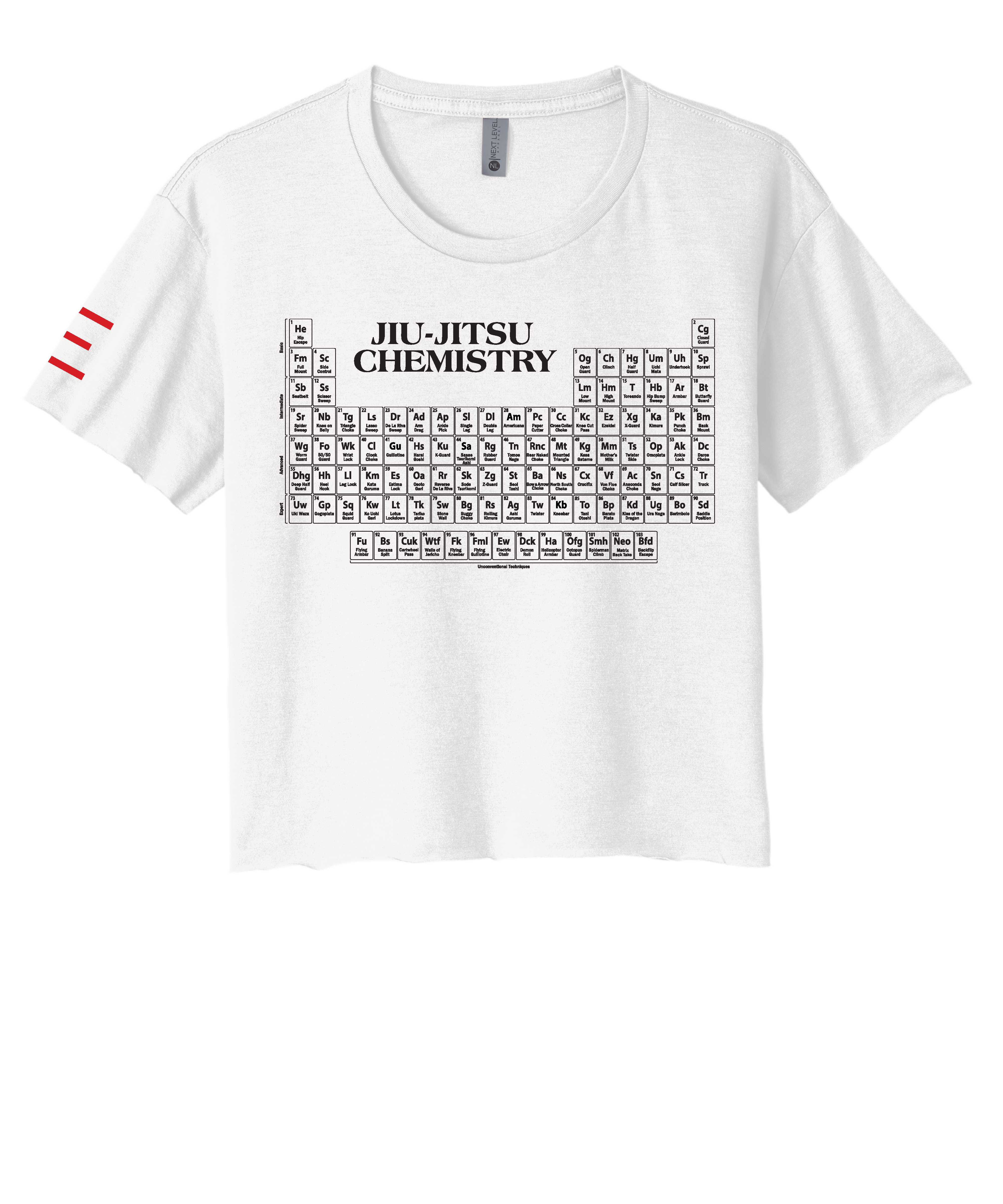 Jiu-Jitsu Chemistry Crop Top - Periodic Table of Jiu-Jitsu BJJ Enthusiasts - 3Three Apparel LLC.