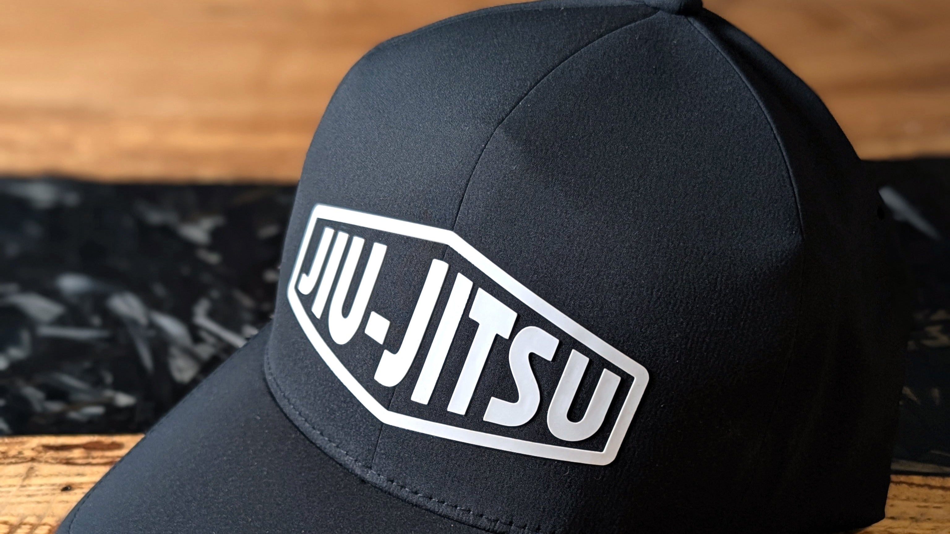 Black Jiu-Jitsu Logo Flexfit Hat – Premium BJJ Cap with Raised Rubberized Logo